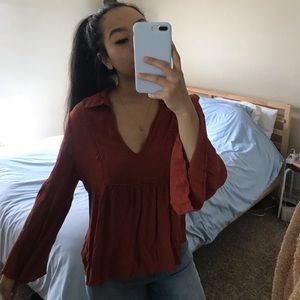 Orange Flowy Forever 21 Top